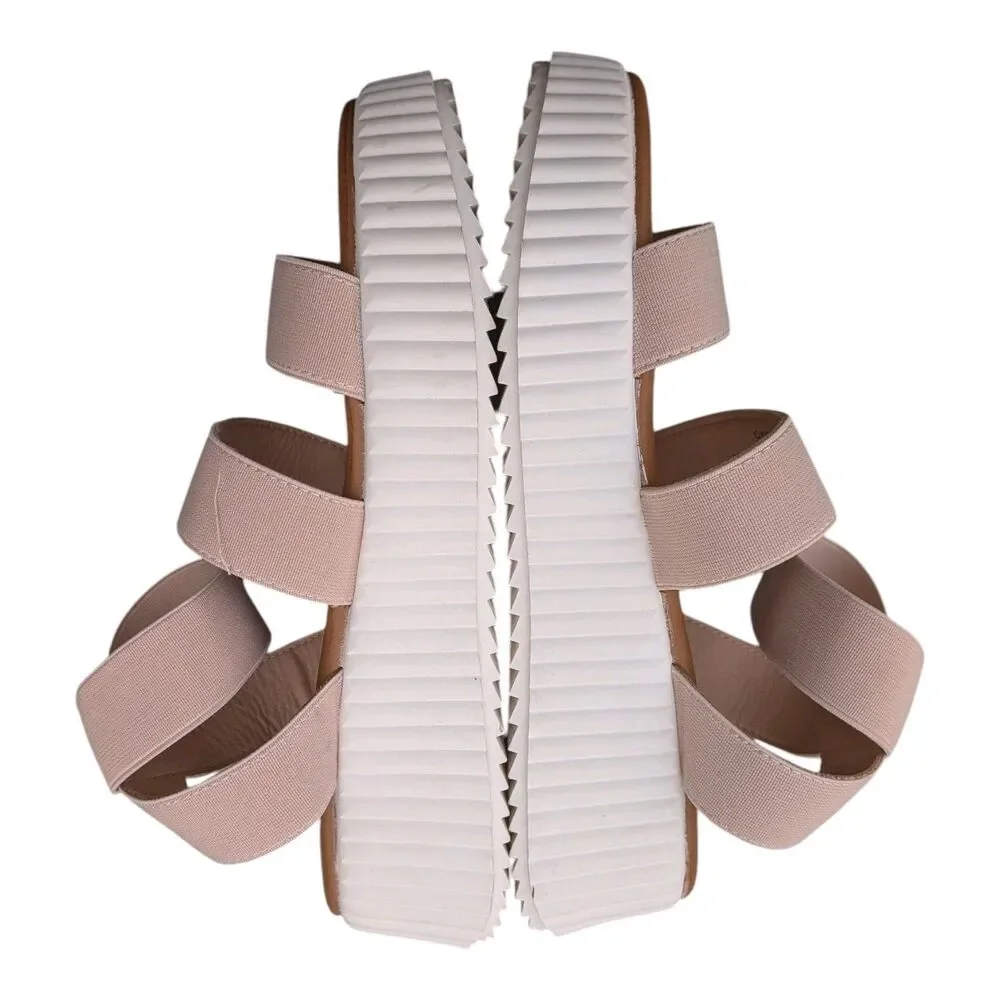 Madden Girl Women's Platform Sandals Sz 7.5 Blush Chunky Wedge Ankle Strap Y2K